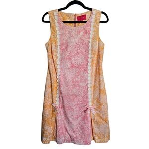 Lilly Pulitzer Size 8 Jubilee Bam Patch Kyle Shift Dress Multicolor Pink Orange